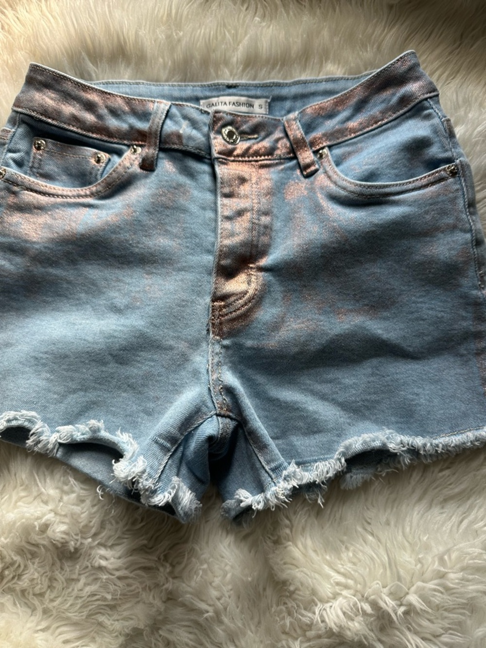 Galita Fashion Light Blue Denim Women’s Shorts with Rose Gold Accent